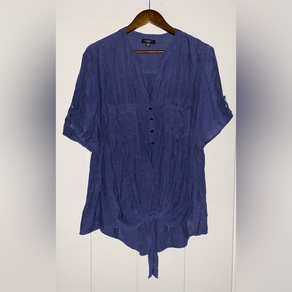 Cocomo Milkmaid Peasant Blouse Roll Tab Sleeve Women‎ 2X Casual Pullover - Picture 10 of 10